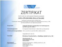 Zertifikat der werkseigenen Produktionskontrolle für tragende Bauteile und Bausätze